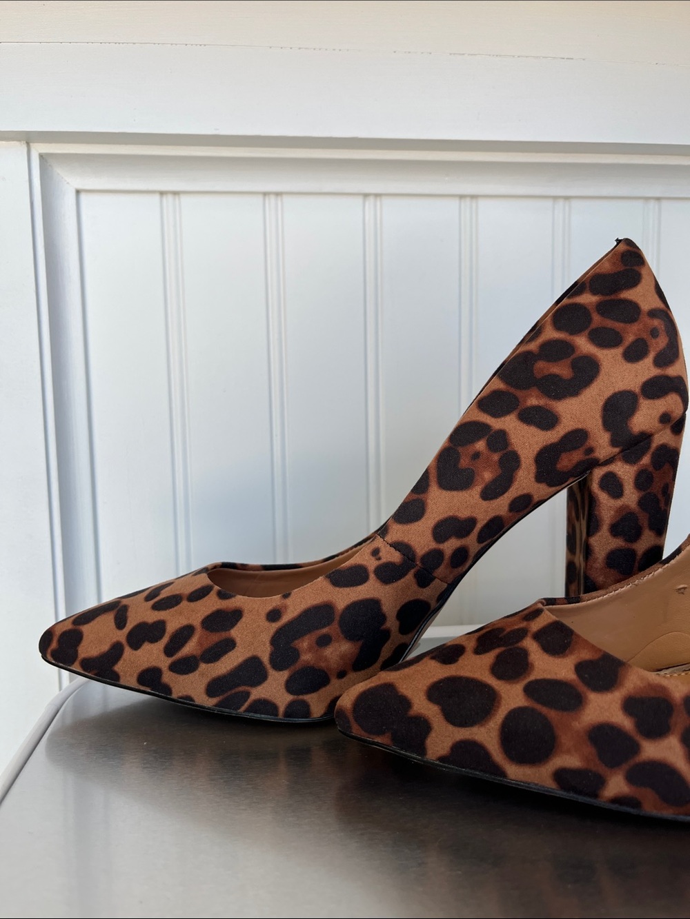 Jessica Simpson Leopard Print Block Heel Pumps Pointed Toe Size 8.5M EU39 - Picture 7 of 12
